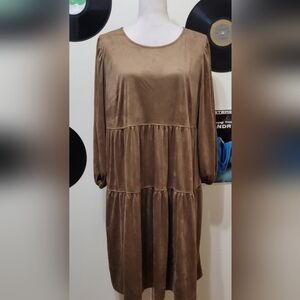 Tommy Hilfiger | Walnut Faux Suede Babydoll Dress